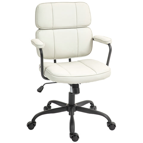Rootz Adjustable Office Chair - Desk Chair - Swivel Chair - 360° Rotatable - 60.5cm x 59cm x 89-97cm -  White