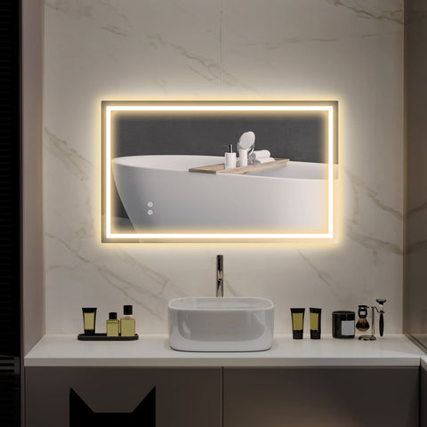 Rootz LED Bathroom Mirror – Vanity Mirror – Illuminated Mirror – Adjustable Brightness, Anti-Fog, Waterproof – 100x60x3 cm
