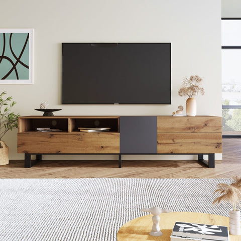 Rootz TV Cabinet - Media Console - Entertainment Unit - High Gloss Finish - 180cm x 38cm x 50cm
