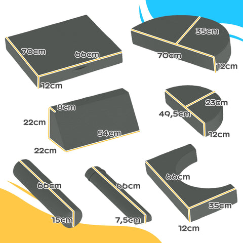 Rootz 14 Piece Soft Building Blocks Set - Children's Play Sofa - Toddler Motor Skills Aid - 140cm x 102cm x 46cm - Safe & Elastic Fun!