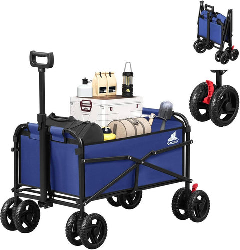 Rootz Foldable Handcart - Trolley - Utility Cart - 80kg Capacity with Brakes - Durable & Portable - 86 x 93 x 54 cm