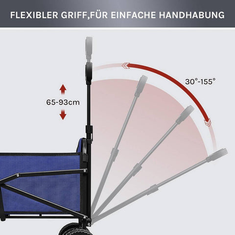 Rootz Foldable Handcart - Trolley - Utility Cart - 80kg Capacity with Brakes - Durable & Portable - 86 x 93 x 54 cm