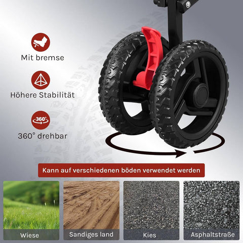 Rootz Foldable Handcart - Trolley - Utility Cart - 80kg Capacity with Brakes - Durable & Portable - 86 x 93 x 54 cm