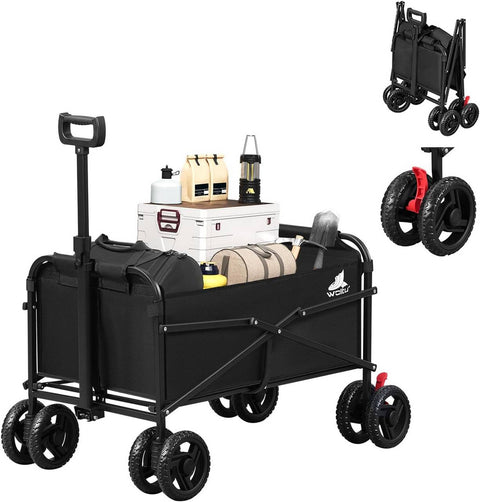 Rootz Foldable Boller Trolley - Handcart - Transport Cart - 80kg Capacity - 600D Oxford Fabric - 86x93x54cm - Black