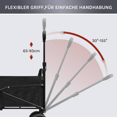 Rootz Foldable Boller Trolley - Handcart - Transport Cart - 80kg Capacity - 600D Oxford Fabric - 86x93x54cm - Black