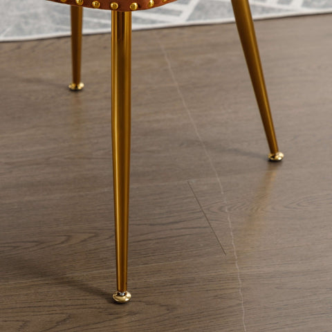 Rootz Set of 2 Velvet Chairs - Comfortable Armchair - Elegant Seating - Ergonomic Comfort - Gold Metal Legs - 43.9cm x 62cm x 87.5cm