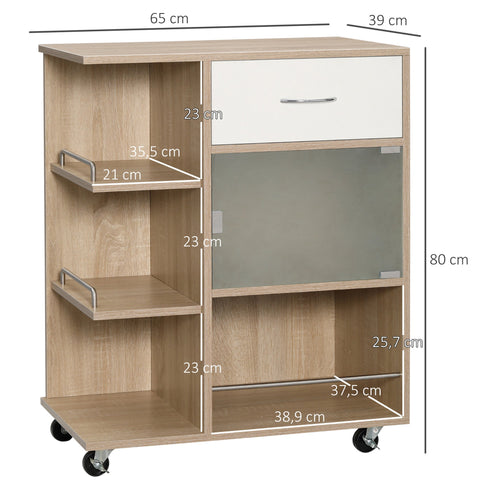 Rootz Kitchen Island Serving Cart - Trolley - Rolling Cart - Maximizes Space - 65 x 39 x 80 cm - Brown Finish