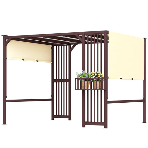 Rootz Pergola Pavilion - Garden Shade - Outdoor Canopy - UV 30+ Protection - Adjustable Roof - Brown - 295cm x 252cm x 230cm