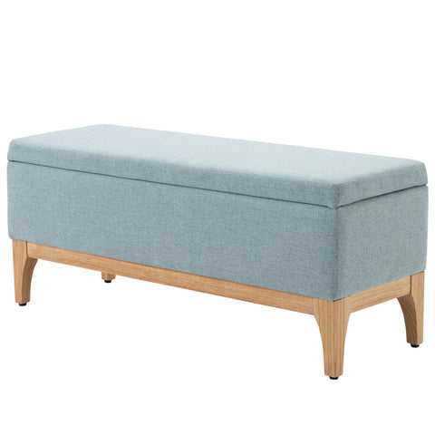 Rootz Scandinavian Style Storage Bench - Footstool - Side Table - Spacious Storage - 110L x 39W x 45H cm - Blue Fabric