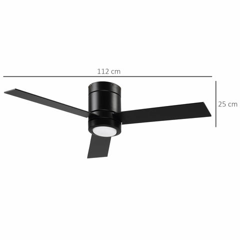 Rootz Ceiling Fan 2 in 1 - LED Light - Quiet Speeds - Remote Control - Ø112cm x 25h cm - Black
