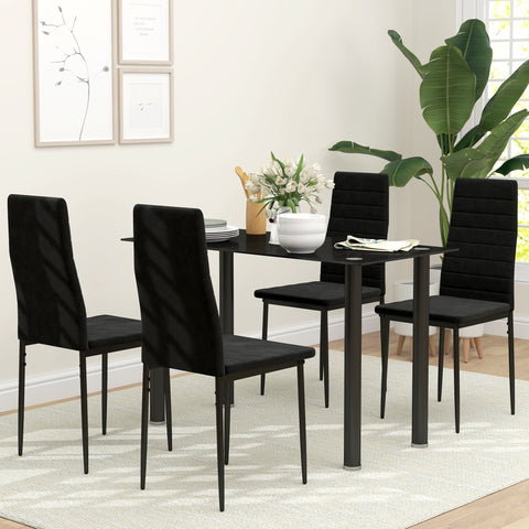 Rootz 4 Set Dining Chairs - Armless Chairs - Upholstered Seat - Lumbar Support - 41cm x 50cm x 97cm
