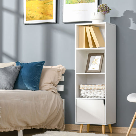 Rootz Bookcase Shelf - Storage Column - 4 Tier Organizer - Nordic Coziness - 40W x 30D x 129.5H cm