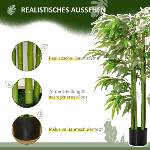 Rootz Artificial Bamboo Plant - Fake Plant - Silk Plant - Realistic Look - Low Maintenance - 140cm Tall - Green