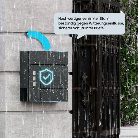 Rootz Mailbox - Letter Holder - Newspaper Compartment - Weatherproof - 37x37x10.5 cm Grey