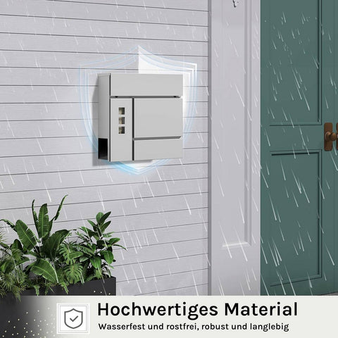 Rootz Mailbox with Newspaper Compartment - Post Box - Wall-Mounted Mail Holder - Keeps Mail Dry - 37x37x10.5 cm - Grey