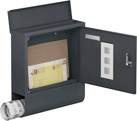 Rootz Mailbox - Letterbox - Postbox - Durable, Rust-Resistant - 30.6 x 33.5 x 10 cm Grey