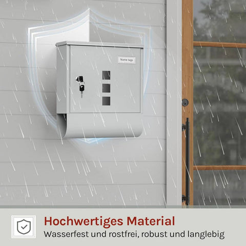 Rootz Mailbox - Letterbox - Postbox - Keeps Mail Dry & Secure - Galvanized Steel - 30.6 x 33.5 x 10 cm Grey