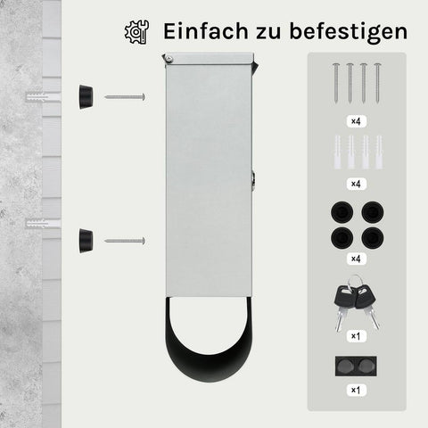 Rootz Mailbox - Letterbox - Postbox - Keeps Mail Dry & Secure - Galvanized Steel - 30.6 x 33.5 x 10 cm Grey