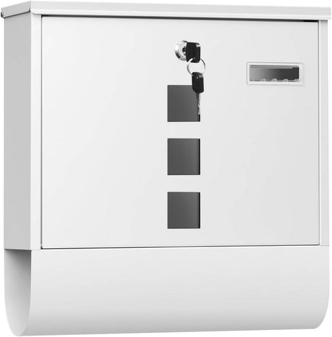 Rootz Wall Mounted Mailbox - Post Box - Letterbox - Waterproof & Rust-Resistant - 37x37x10.5 cm White