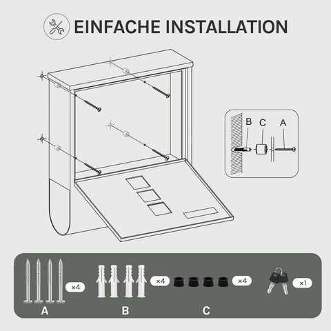 Rootz Wall Mounted Mailbox - Post Box - Letterbox - Waterproof & Rust-Resistant - 37x37x10.5 cm White