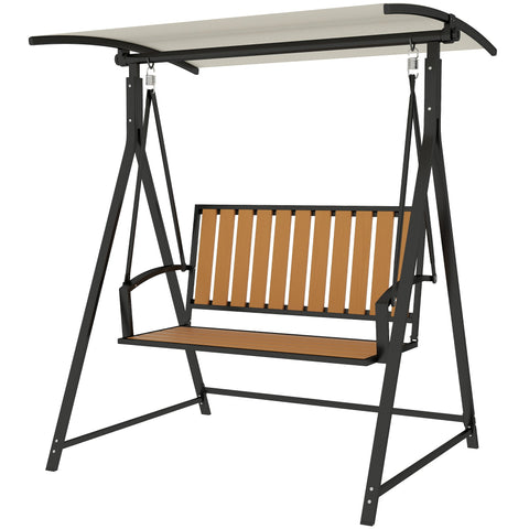 Rootz Hollywood Swing Chair - 2-Seater Garden Swing - Outdoor Swing - Adjustable Sunroof - 142cm x 112cm x 162cm - Black