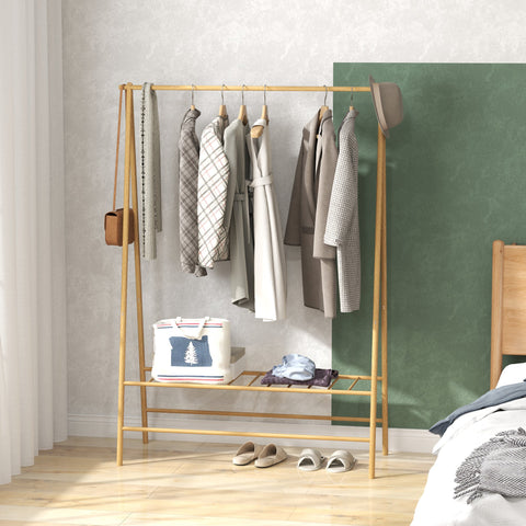 Rootz Freestanding Bamboo Coat Rack - Clothes Organizer - Storage Solution - A-Frame Design - 116cm x 43.5cm x 160cm