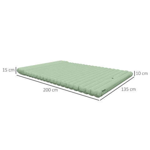 Rootz Air Mattress - Including Air Pump - Camping Mattress - 1 Pillow - Waterproof - Durable Material - Carry Bag - 40D Nylon TPU - Green - 200L x 135W x 10H cm