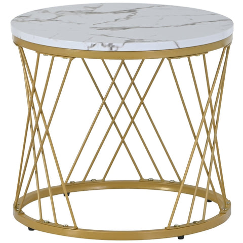Rootz Set of 2 Modern Coffee Tables - High-Gloss Marble - Nesting Tables - 30kg Load Capacity - 70cm x 70cm x 45cm