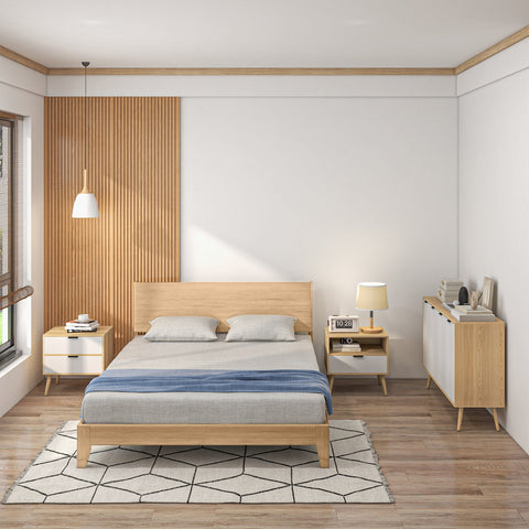 Rootz Bedside Table with Drawer - Night Stand - Scandinavia Style - Extra Storage - 50 x 39.5 x 49.5 cm Chevron Pattern