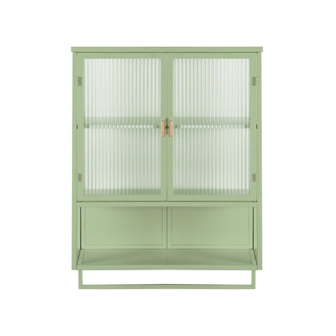 Rootz Modern Wall Cabinet - Glass Display - 2-Door Storage - Space-Saving Design - 60x23x78cm