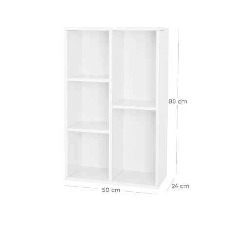 Rootz White Bookshelf - Wall Shelf - Standing Shelf - Chipboard - 8kg Max Load Capacity - 50cm x 80cm x 24cm