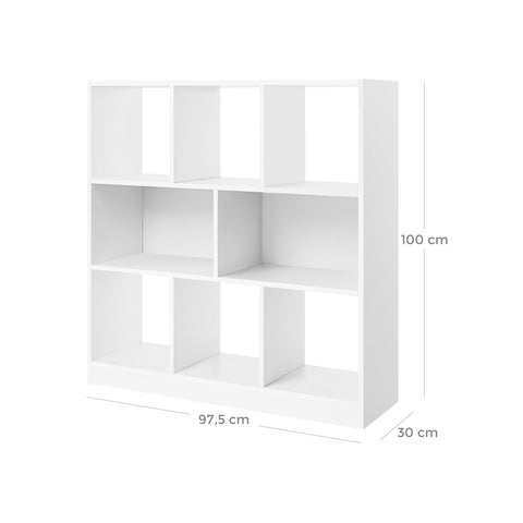 Rootz Standing Shelf - Bookcase - Storage Rack - Chipboard - Scratch-Resistant - Space-Saving - 97.5cm x 100cm x 30cm
