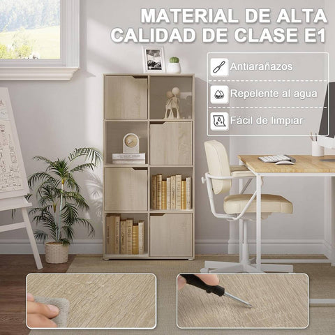 Rootz Bookshelf Cube Shelf - Cube Organizer - Standing Shelf - White/Light Oak - E1 Wood - Space-saving - Multifunctional - 60cm x 120cm x 30cm