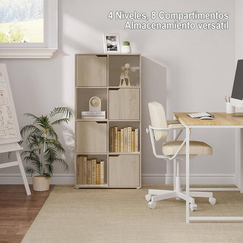 Rootz Bookshelf Cube Shelf - Cube Organizer - Standing Shelf - White/Light Oak - E1 Wood - Space-saving - Multifunctional - 60cm x 120cm x 30cm