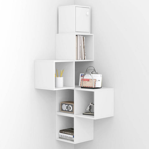 Rootz White Cube Wall Shelf - Storage Organizer - Display Unit - Multifunctional, Customizable, Durable - 48cm x 120cm x 48cm