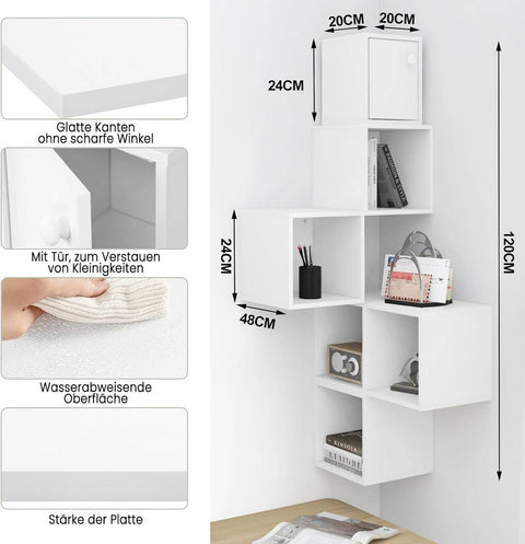 Rootz White Cube Wall Shelf - Storage Organizer - Display Unit - Multifunctional, Customizable, Durable - 48cm x 120cm x 48cm