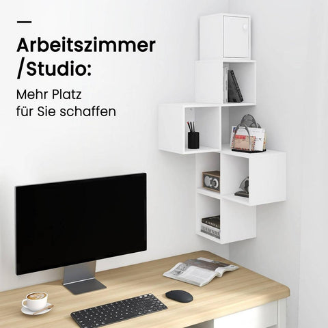 Rootz White Cube Wall Shelf - Storage Organizer - Display Unit - Multifunctional, Customizable, Durable - 48cm x 120cm x 48cm