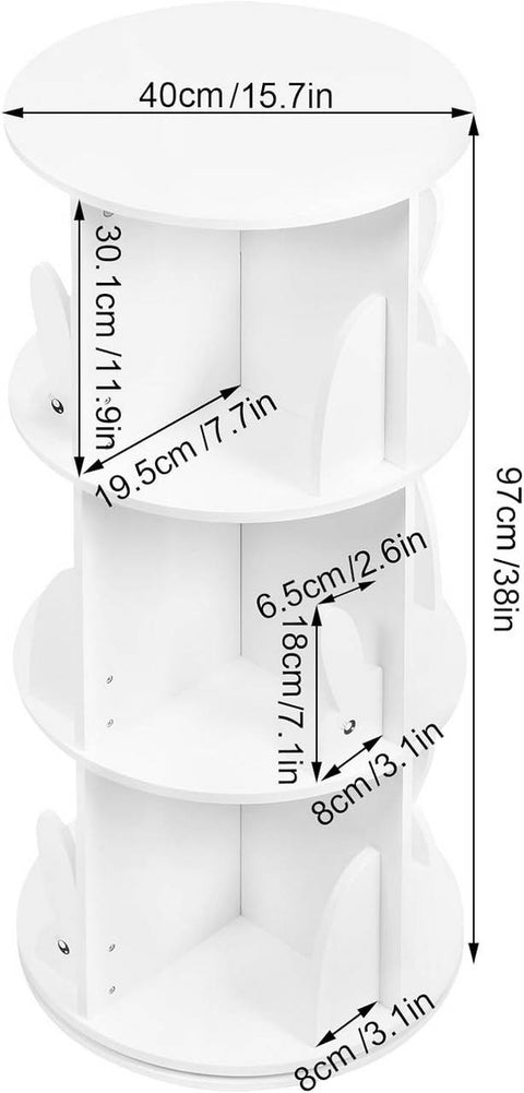 Rootz Children's Bookcase - Kids Shelf - Rotatable Child's Library - Space-Saving Design - 40 x 97 cm