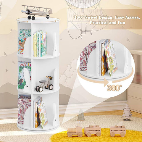 Rootz Children's Bookcase - Kids Shelf - Rotatable Child's Library - Space-Saving Design - 40 x 97 cm