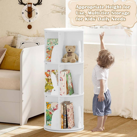 Rootz Children's Bookcase - Kids Shelf - Rotatable Child's Library - Space-Saving Design - 40 x 97 cm