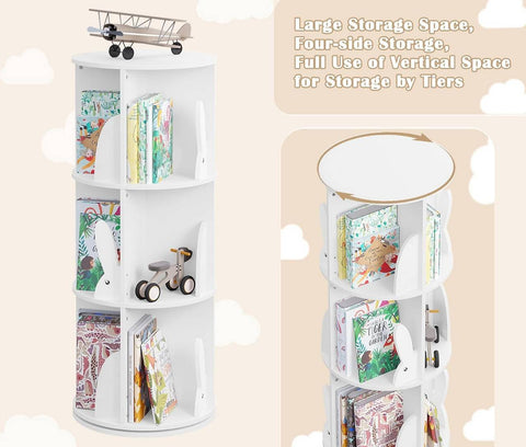 Rootz Children's Bookcase - Kids Shelf - Rotatable Child's Library - Space-Saving Design - 40 x 97 cm