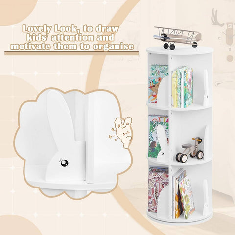 Rootz Children's Bookcase - Kids Shelf - Rotatable Child's Library - Space-Saving Design - 40 x 97 cm