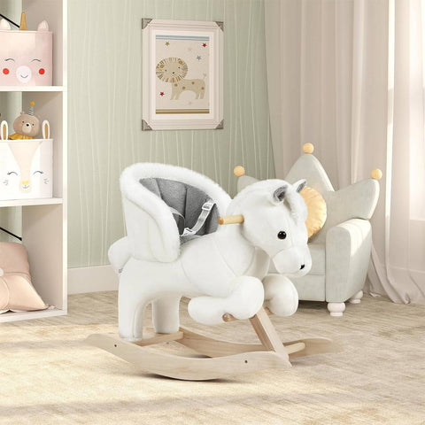 Rootz Rocking Horse - Toddler Rocker - Kids' Ride-on Toy - Enhanced Balance, Uncompromised Safety, Comfortable Design - Plush and Wood - 70cm x 57cm x 28cm