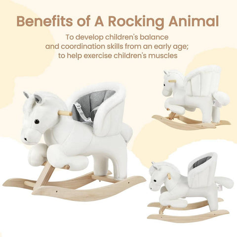 Rootz Rocking Horse - Toddler Rocker - Kids' Ride-on Toy - Enhanced Balance, Uncompromised Safety, Comfortable Design - Plush and Wood - 70cm x 57cm x 28cm