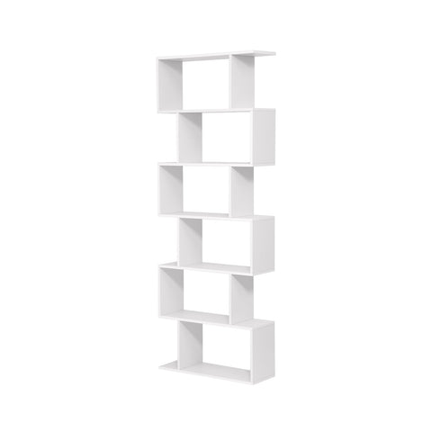 Rootz S-Style Bookcase - Standing Filing Shelf - White Bookshelf - Chipboard - 4/6 Tier - Versatile Storage - Space-Saving Design - 70cm x 24cm x 190.5cm