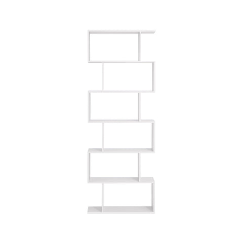 Rootz S-Style Bookcase - Standing Filing Shelf - White Bookshelf - Chipboard - 4/6 Tier - Versatile Storage - Space-Saving Design - 70cm x 24cm x 190.5cm