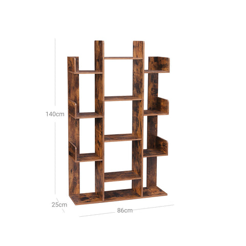 Rootz 13 Compartment Bookcase - Bookshelf - Storage Shelf - Smooth Finish - 86cm x 25cm x 140cm