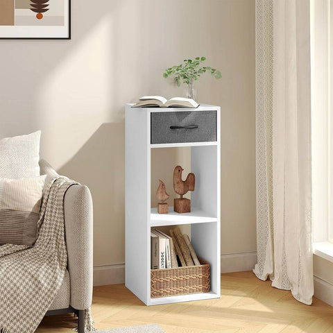 Rootz Bookshelf with Drawer - Storage Organizer - Vertical Standing Shelf - Space-saving - E1 Wood Material - 32.4cm x 80cm x 30cm
