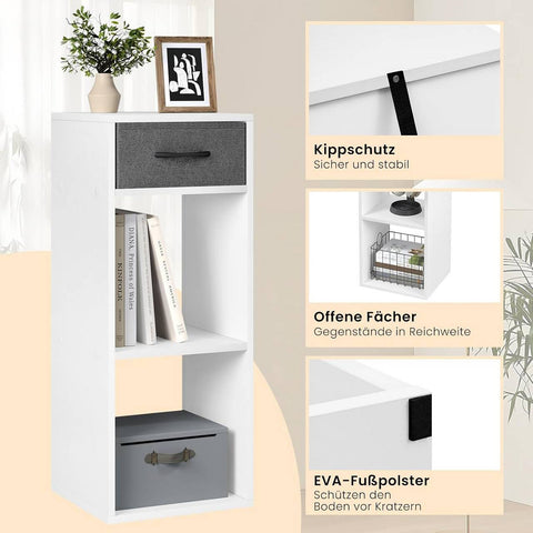 Rootz Bookshelf with Drawer - Storage Organizer - Vertical Standing Shelf - Space-saving - E1 Wood Material - 32.4cm x 80cm x 30cm