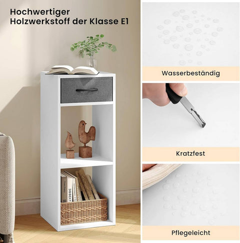 Rootz Bookshelf with Drawer - Storage Organizer - Vertical Standing Shelf - Space-saving - E1 Wood Material - 32.4cm x 80cm x 30cm